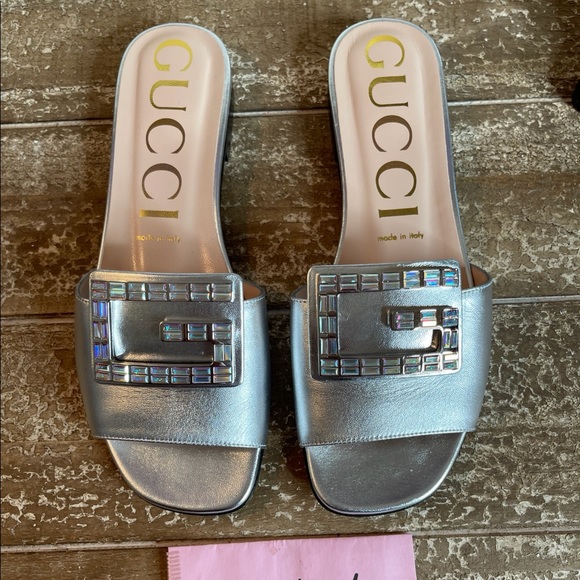 ♥️SOLD♥️ Gucci Crystal Square Sandals - Picture 1 of 11